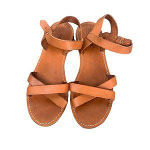 Women's Madewell Crisscross Sightseer Leather Flat Sandal in Brown Size 7.5